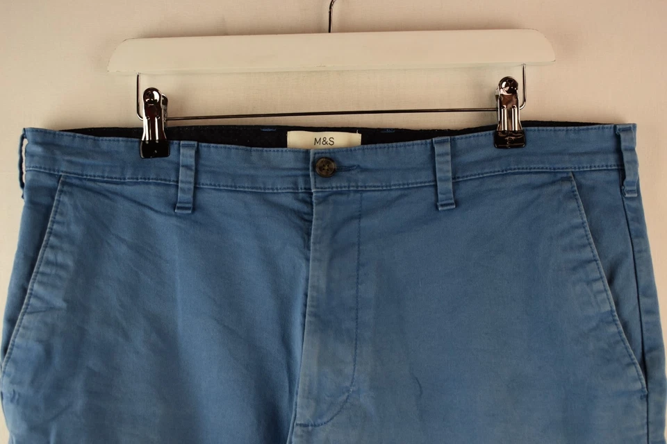 MARKS AND SPENCER Blue Chino Shorts size 38" Mens Summer Holiday Beach - Image 2 of 4