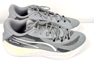 Sz.11.5 Men's Puma ALL Pro Nitro Team Gray Canvas Basketball Shoes - 379081-05