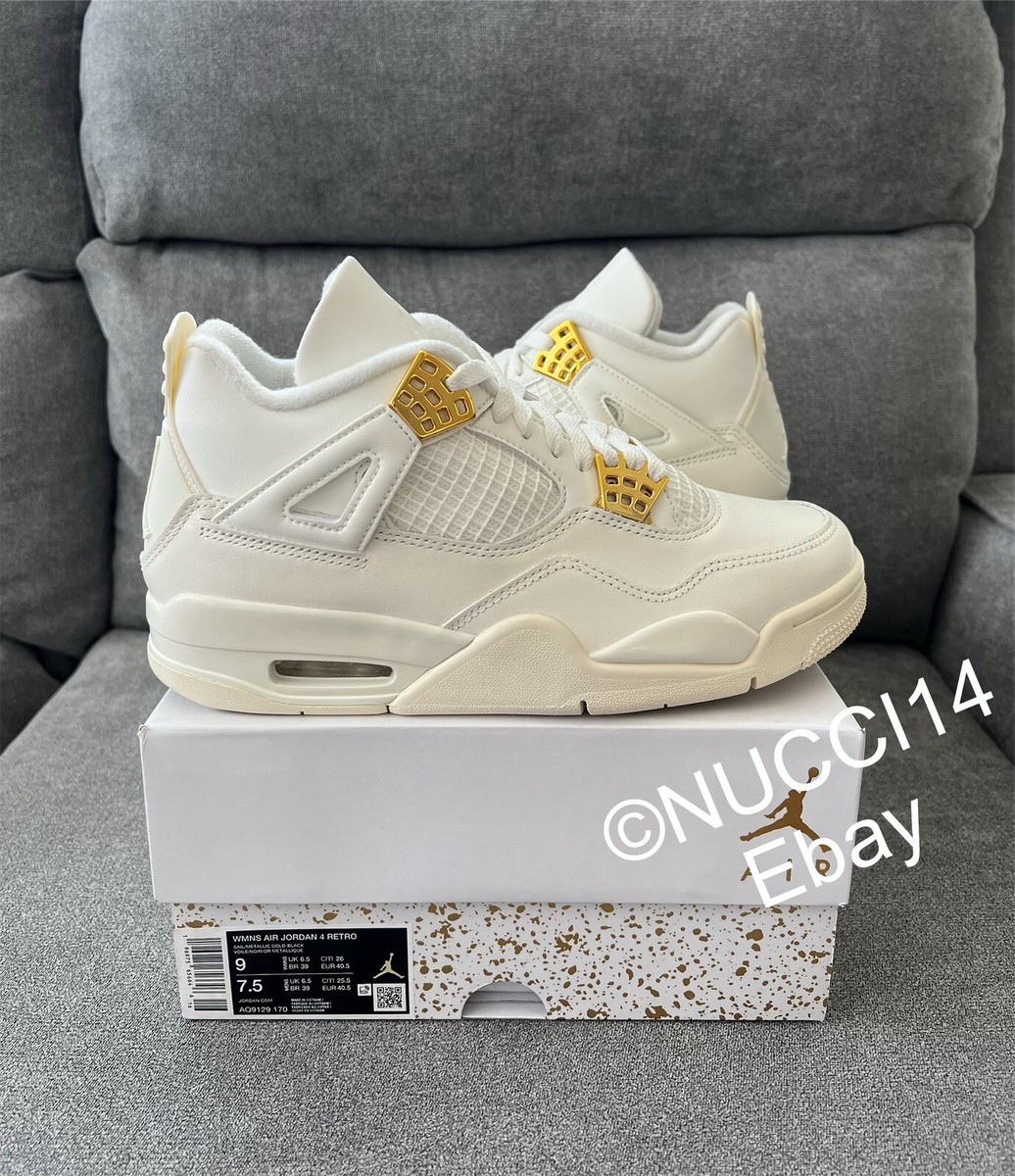 Nike Air Jordan 4 Retro Metallic Gold Size 9 Womens with