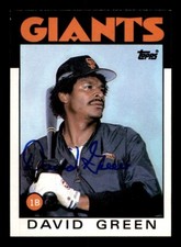 1986 Topps Baseball #727 David Green Signed Autograph (No COA)