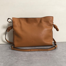 Loewe Flamenco Tan Leather Clutch Shoulder Bag Iconic Luxury Style