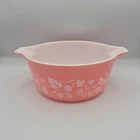 Vintage Pyrex Pink Gooseberry Round Casserole Dish 475-B 2 1/2 Qt. No Lid