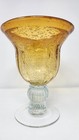 Art Glass Compote Bowl, Amber Bubble Glass, Large Centerpiece, Pedestal Vase,... — photo 10