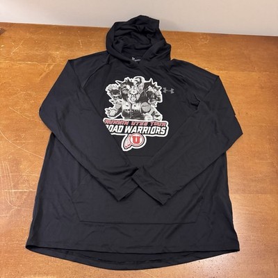 Utah Utes Hoodie Mens Large Black Pullover Football Team Issued Under Armour