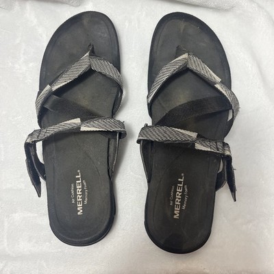 Women s Merrell Neoprene Black Thong Flip Flops District 3 Wrap Web Size 8.5