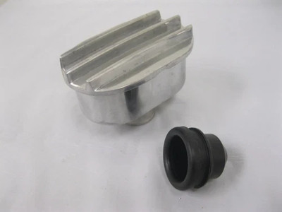 #ad Polished Aluminum Finned Oval Valve Cover Breather Oil Fill Classic Nostalgia $28.22