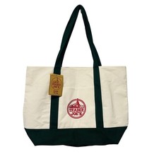 Trader Joe's Reusable Tote Bag Cream Green Logo Canvas Large NWT