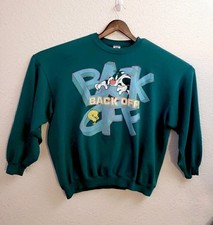 Vtg 90s Looney Tunes Tweety Bird Back Off Sweatshirt Larg-Green 1997 Unisex/Read