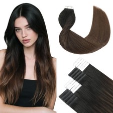 SURNEL Tape-in Hair Extensions Ombre 1B Off Black to Brown 18in 20pcs 50g