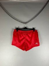 VTG Puma West Germany Shiny Nylon Shorts Red Sprinter Athletic 80s 90s Size 7 L