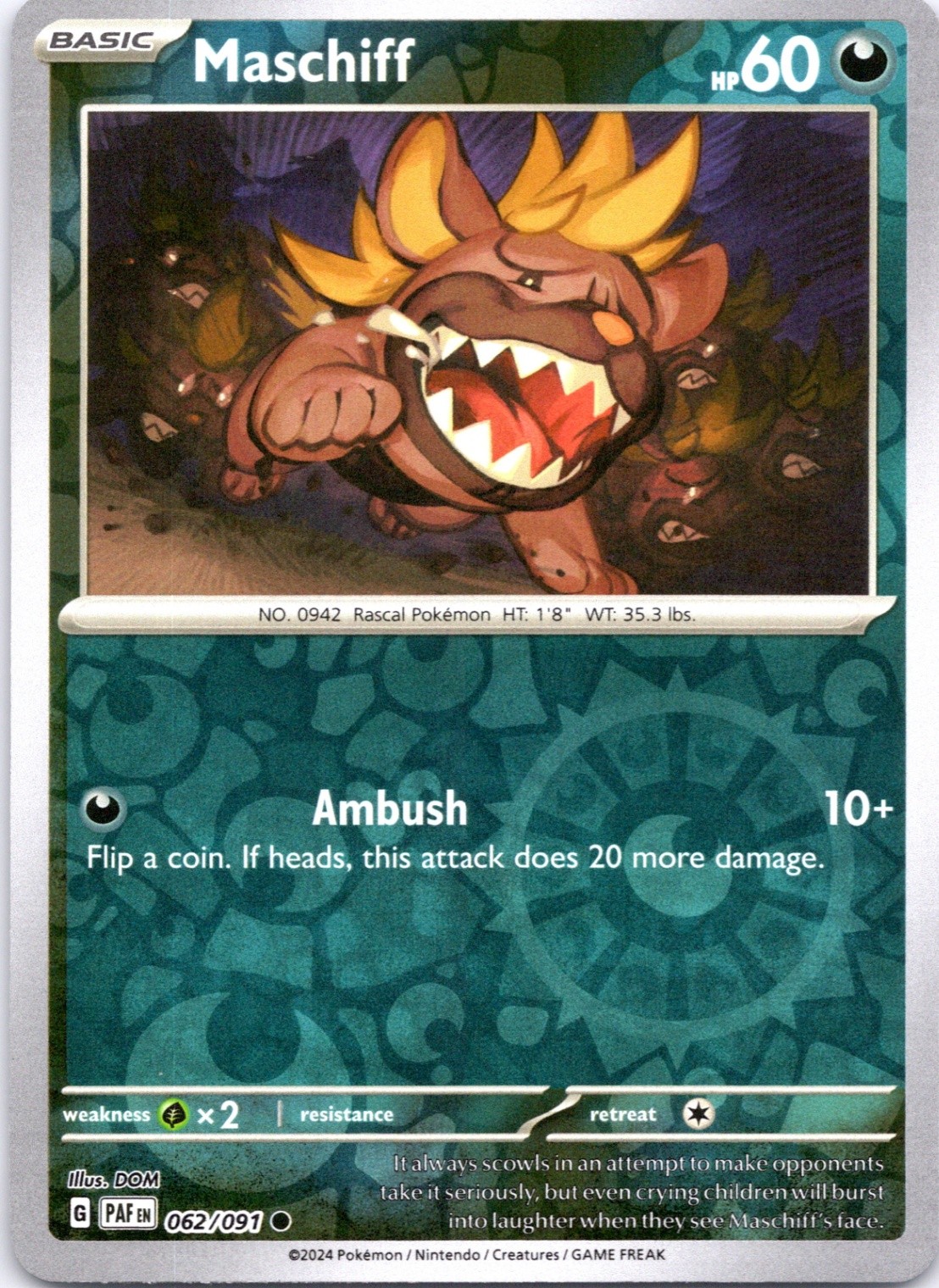 Maschiff Common SV: Paldean Fates 062/091 NM