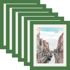 8x10 Green Picture Frames Set of 6 Nature Solid Wood for Wall Mounting and Ta...