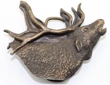 Elk Belt Buckle Vintage 1980 Bergamot Brass Works Elk Head Collectible