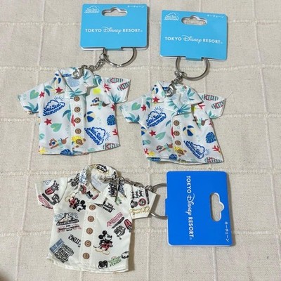Tokyo Disney Resort Aloha Shirt Keychain Set 3pc Chip & Dale, Mickey