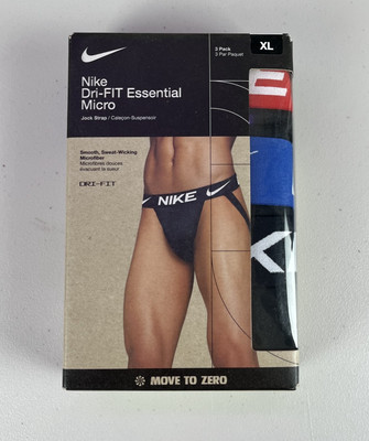 Nike Men Dri-Fit Essential Micro Jock Strap 3 Pack Red Blue Black Size XL