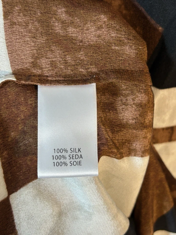 Worth petite ladies dress brown black off white sheath faux wrap silk career - Image 4 of 4