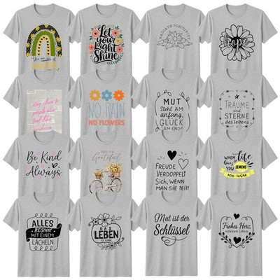 Inspirierende Zitate Blumen T-Shirt deutsche Sprüche positive Schwingungen Geschenk