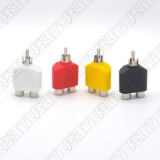 4x RCA 1 Male to 2 Female Audio Video Plug Converter Y Splitter AV Cable Adapter