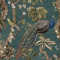 Holden 13682 Exotische Botanische Tapete Peacock Woods Aqua Blue Matt