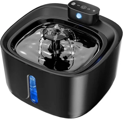 TOPPLEE Katzenbrunnen zum Trinken, 3,2L 4000mAh Wiederaufladbar Haustier 3,2L, Schwarz