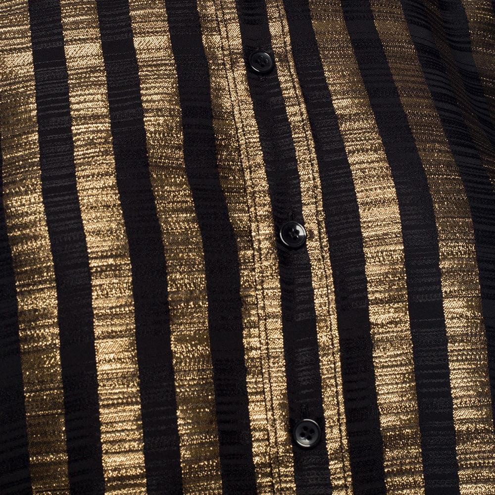 Camicia abito donna Saint Laurent seta a righe oro nero