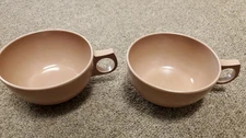 pair vintage Duraware Melmac coffee cups lt brown color, Santa Paula, CA