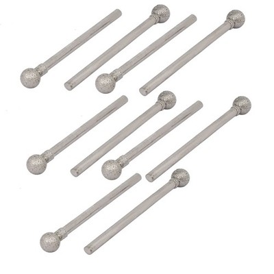 10 Stück 2.35mm Schaft 5mm D. Diamant Kopf Kugel Schleifen montiert  Bit