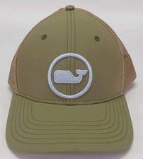 Vineyard Vines Whale Snapback Trucker Hat/Cap Olive Green Beige.