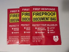 (3x) Mart COBRA First Response FIREPROOF DOCUMENT BAG 15"x11"