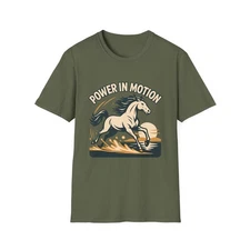 Unisex Softstyle T-Shirt White Horse Galloping Sunrise Power Motion Graphic 