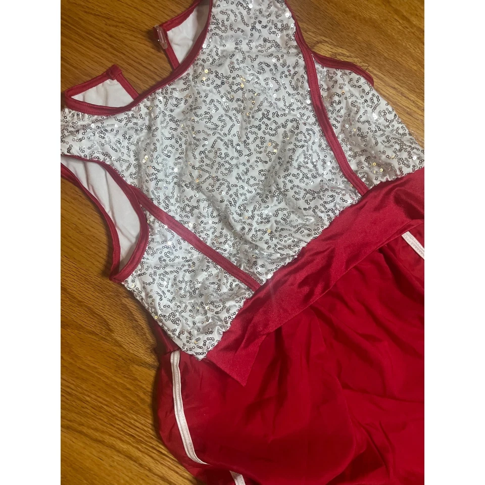 Weissman Rojo y Plata Lentejuelas Disfraz Baile Pantalones y Top MC Foto 2 de 4