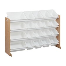 4-Tier Organizer with 20 Bins, Toy Storage, Dark Natural/White