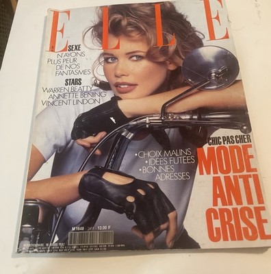 Elle French Magazine   16 March 92  Claudia Schiffer by Chin    Chic pas Cher 