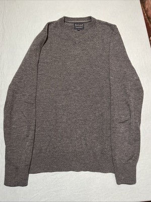 Howick ''The Arlington Vee'' grauer Pullover aus Lammwolle mit V-Ausschnitt Größe Medium