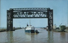 Ore Carrier & Vertical Lift Bridge,Cleveland,OH Tichnor Cuyahoga County Vintage