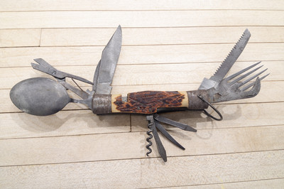 Japanese Hobo Tool Folding Camping Utensil Multi Tool Knife Fork Spoon Saw Corks