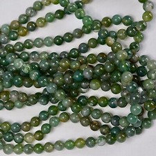 Moss Agate Beads 8mm round approx. 40cm A loose bead strand, jewellery making