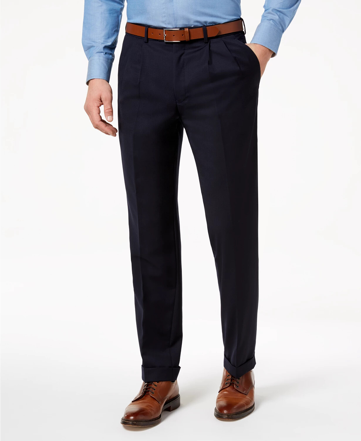 Ralph Lauren Menu0026#039;s Classic Fit Ultraflex Stretch Navy Pleated Dress  Pants 42 30 | eBay