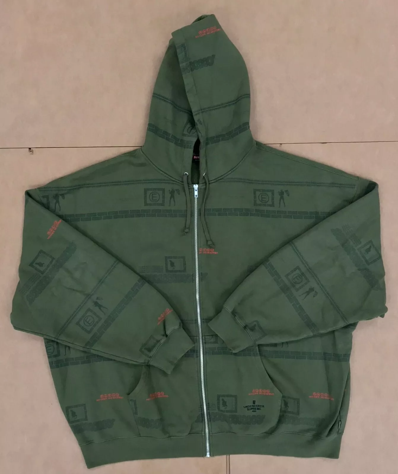 S23 SUPREME X UNDERCOVER SWEAT SHIRT À CAPUCHE À FERMETURE ÉCLAIR COMPLÈTE OLIVE FONCÉ XXL 47