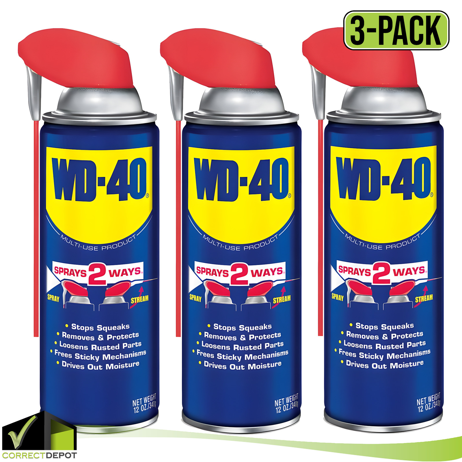 NEW Multi Purpose Original WD-40 Formula Lubricant Spray 3-PACK w/. Smart Straw