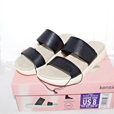 KENSIE womens JIPSY hook & loop open toe sandals shoe sizes 8-8.5-11 M black NEW