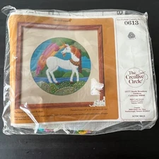 Vtg 1983 Creative Circle UNICORN Embroidery Kit 13x13 Unopened Package 0613