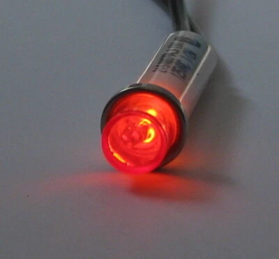 Red Circular Panel Mount Indicator Neon Light - 125V AC - 1/2 Watt - Round Light - Image 1 of 4
