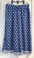 Octavia Womens Wide Leg Palazzo Crop Pants S Blue Floral Flowy Boho Y2k EUC