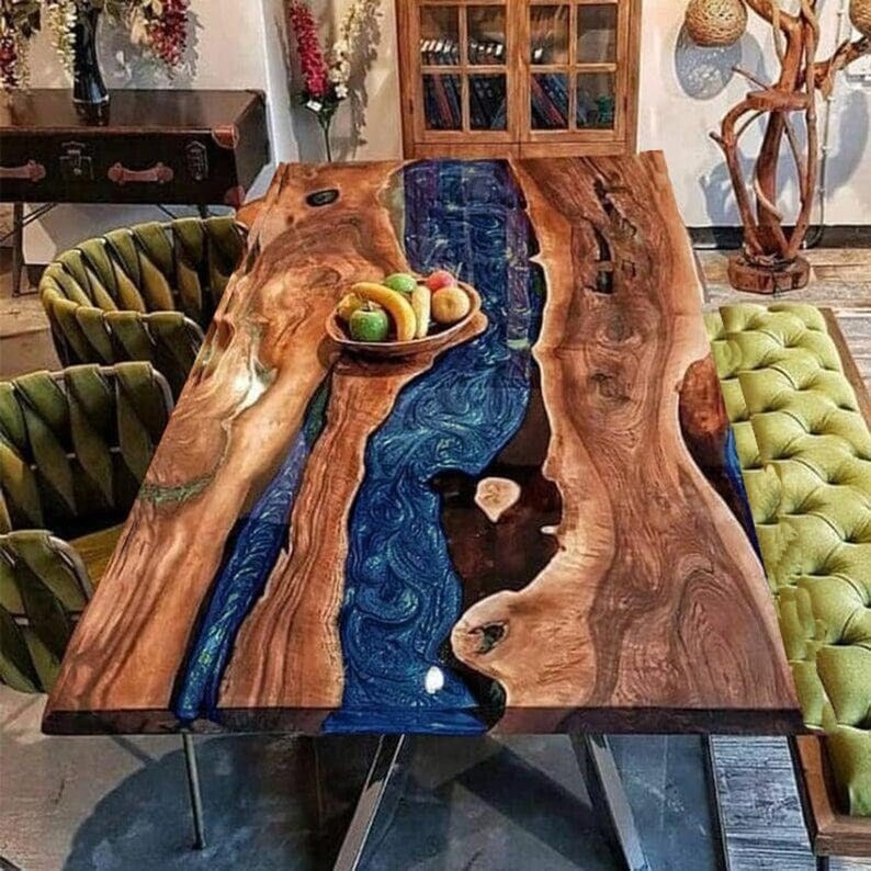 Blue Ocean Epoxy Resin Table Top, Center Dining Table Top, Counter Table Decors