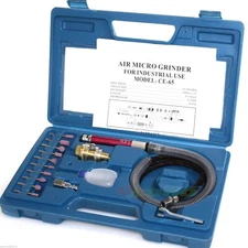 17pc 1/8" Micro Air Die Grinder Pencil Type Polishing Engraver Rotary Tool Kit