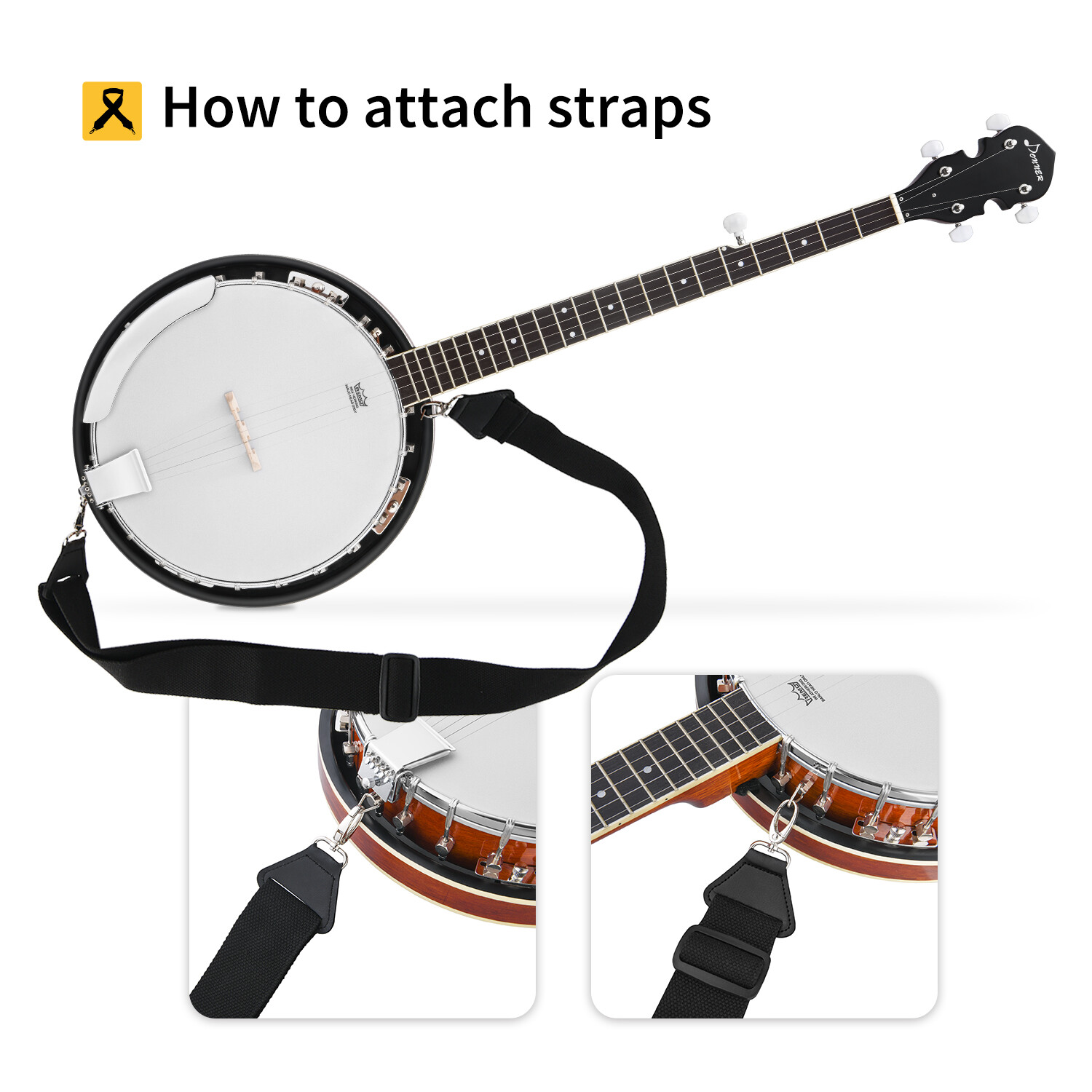 Donner 40 inch Banjo 5 String Banjos Ukulele Banjolele Mahogany Wood + Haed Case eBay