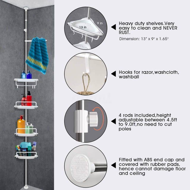 Bathroom Shelf Shower Storage Rack Tier Holder Shampoo Towel Stand