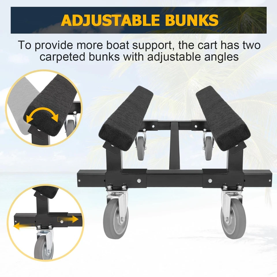 Carro de almacenamiento ajustable con soporte para moto acuática PWC Dolly Boat 1800 lb Foto 3 de 4