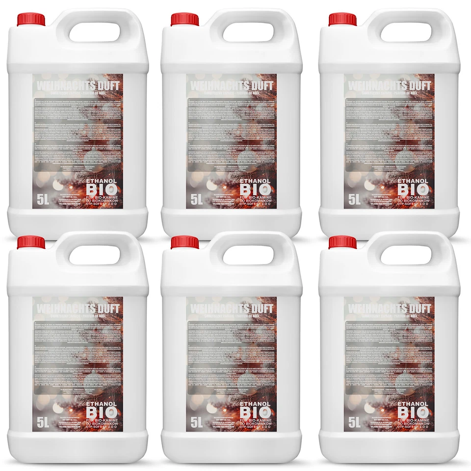 DTPSOFT 30L Bioethanol WEIHNACHTSDUFT Tischkamin Ethanolkamin Kaminethanol 6 x 5 liter